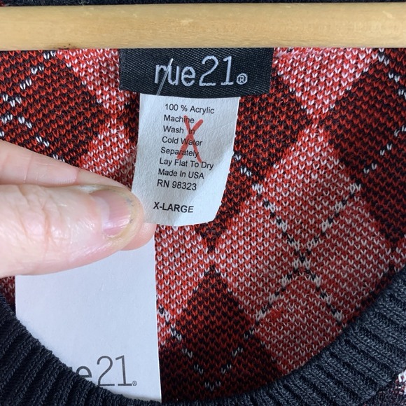 VTG Deadstock Rue 21 Womens Y2K Argyle Sweater Vest  XL Preppy Academia USA Made - Picture 6 of 8